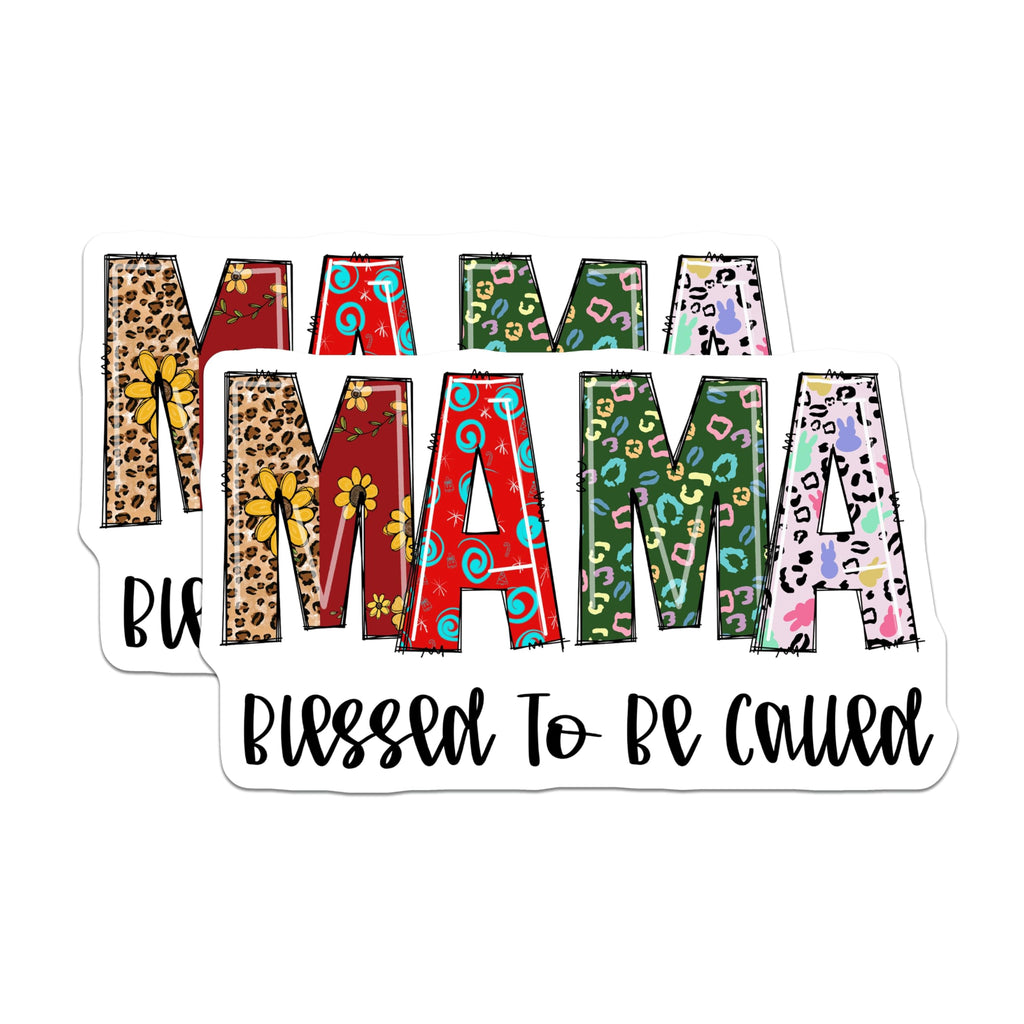 (2 Pack) Mama Stickers - Blessed to Be Called Mama - Patterned Letter Stickers - 5" On Longest Side - Sticks to Smooth Flat Surfaces - Made in USA - BMCS14924