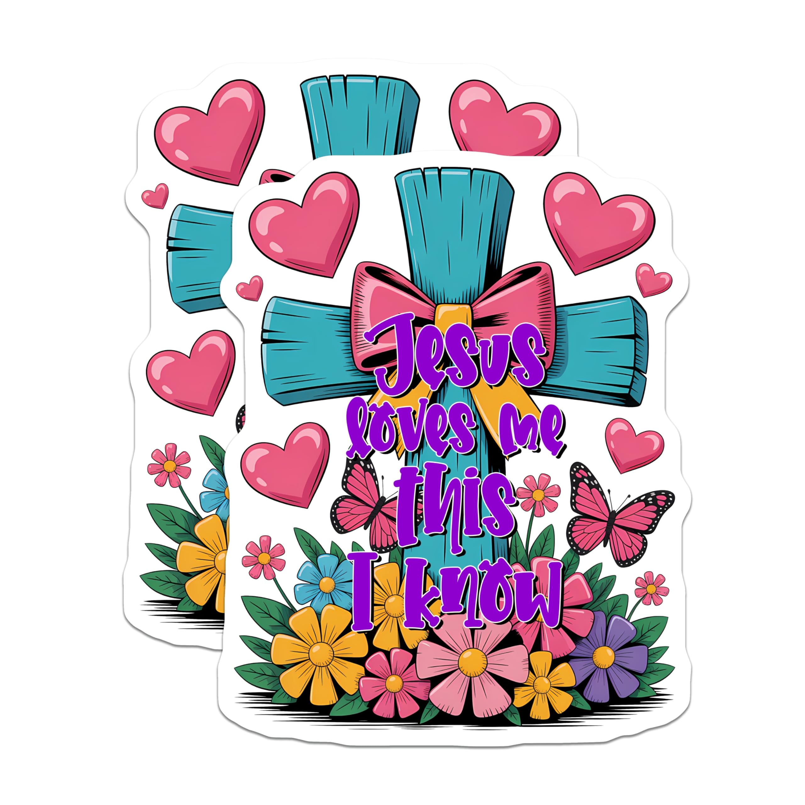 (2 Pack) Jesus Loves Me Magnets - Religious Verse - Christian Home Decoration - 5" On Longest Side - Premium Magnet - for Cars, Refrigerators, Toolboxes, Lockers - Made in USA - MAG16801