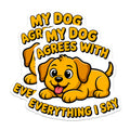(2 Pack) Funny Dog Agrees with Me Quote Magnets - Dog Mom Pet Lover Accessory - Humorous Fridge Locker Decor - 5 Inches On Longest Side - Thick Durable Magnet - Made in USA - MAG30317
