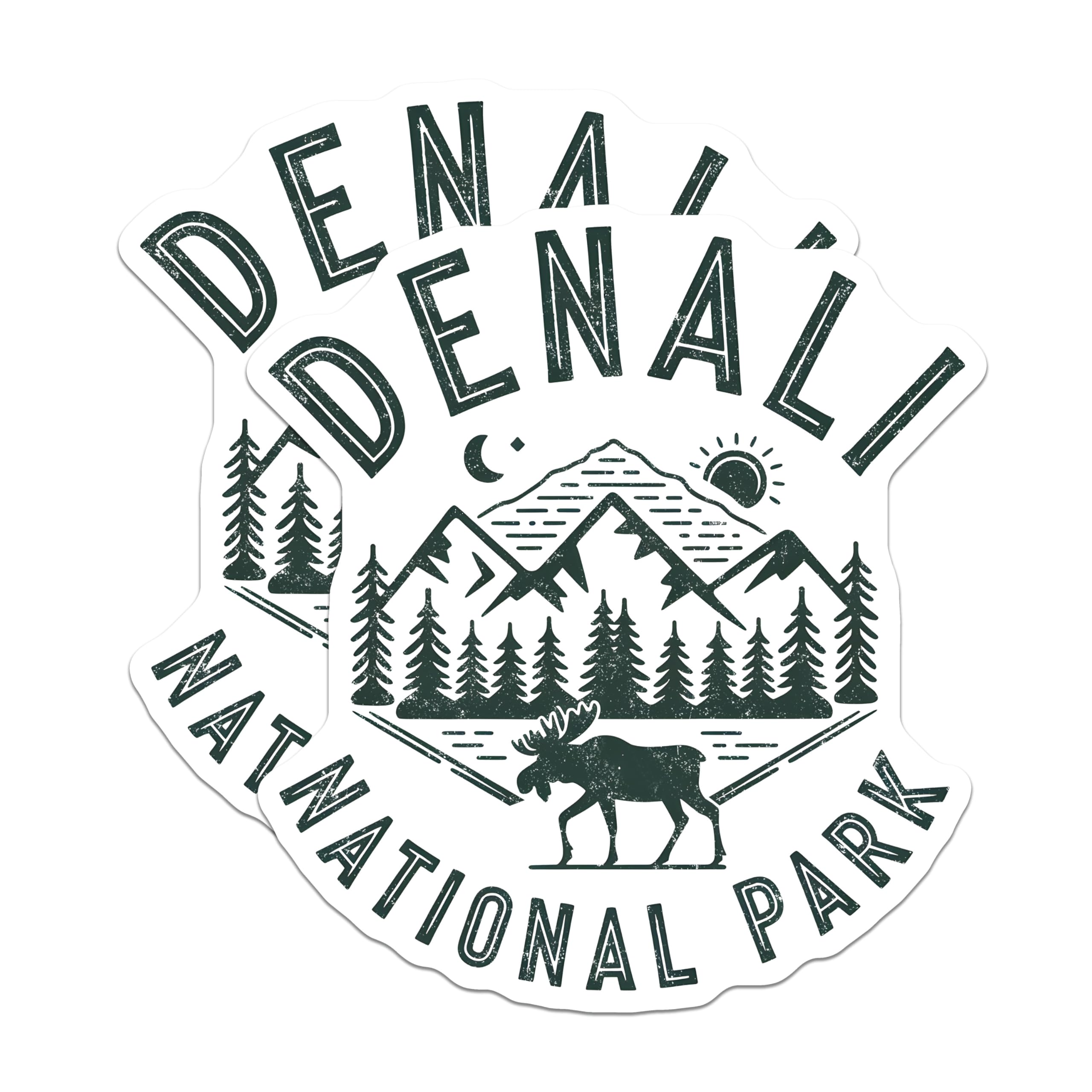 (2 Pack) Denali Magnets - National Park - Moose Decor - Travel Souvenir - 5" On Longest Side - Premium Magnet - for Cars, Refrigerators, Toolboxes, Lockers - Made in USA - MAG18300