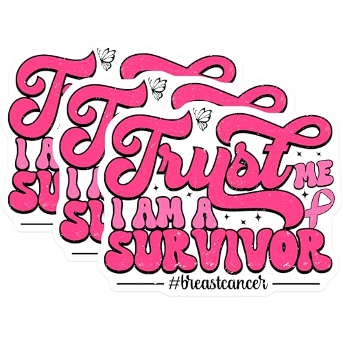 (3 Pack) Breast Cancer Awareness Decals - Survivor Decal - Laptop Decal - 3 Inches On Longest Side - Easy Peel & Apply - Made in USA - 3MCS4592
