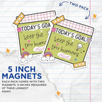 (2 Pack) Today's Goal Magnets - Inspirational Quote - Cute Magnet for Office - Motivational Refrigerator Magnets - 5" On Longest Side - for Cars, Fridges, Toolboxes - Made in USA - MAG4436