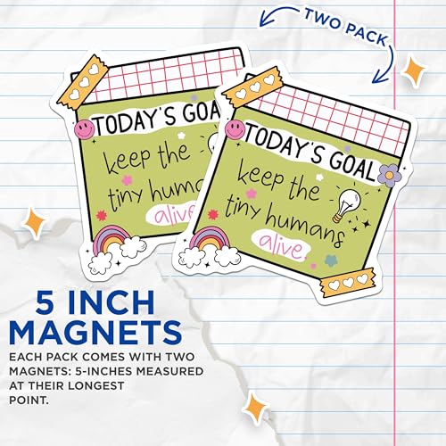(2 Pack) Today's Goal Magnets - Inspirational Quote - Cute Magnet for Office - Motivational Refrigerator Magnets - 5" On Longest Side - for Cars, Fridges, Toolboxes - Made in USA - MAG4436