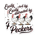 (2 Pack) Easily Distracted by Peckers Magnet - Farmhouse Kitchen Decor - Poultry Lover Gift - 5" On Longest Side - Sticks to Smooth Flat Surfaces - Made in USA - MAG9974