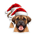 (2 Pack) Christmas Dog Magnets - Santa Hat Mastiff Puppy - Holiday Pet Owner Decor - 5 Inches On Longest Side - Thick Durable Magnet - Made in USA - MAG29532