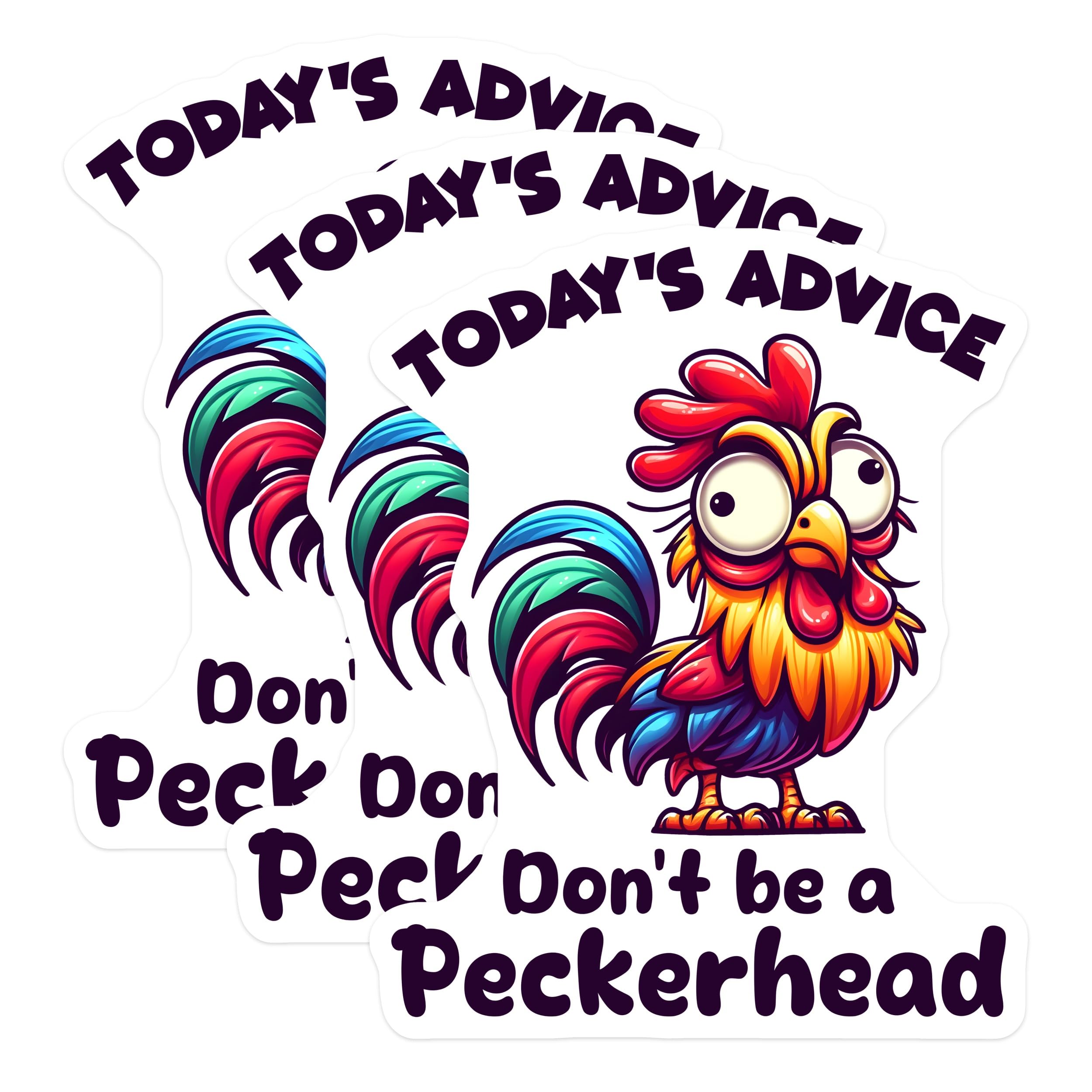 (3 Pack) Funny Chicken Decals - Quirky Rooster Stickers - Sarcastic Animal Advice - 3 Inches On Longest Side - Easy Peel & Apply - Made in USA - 3MCS4433