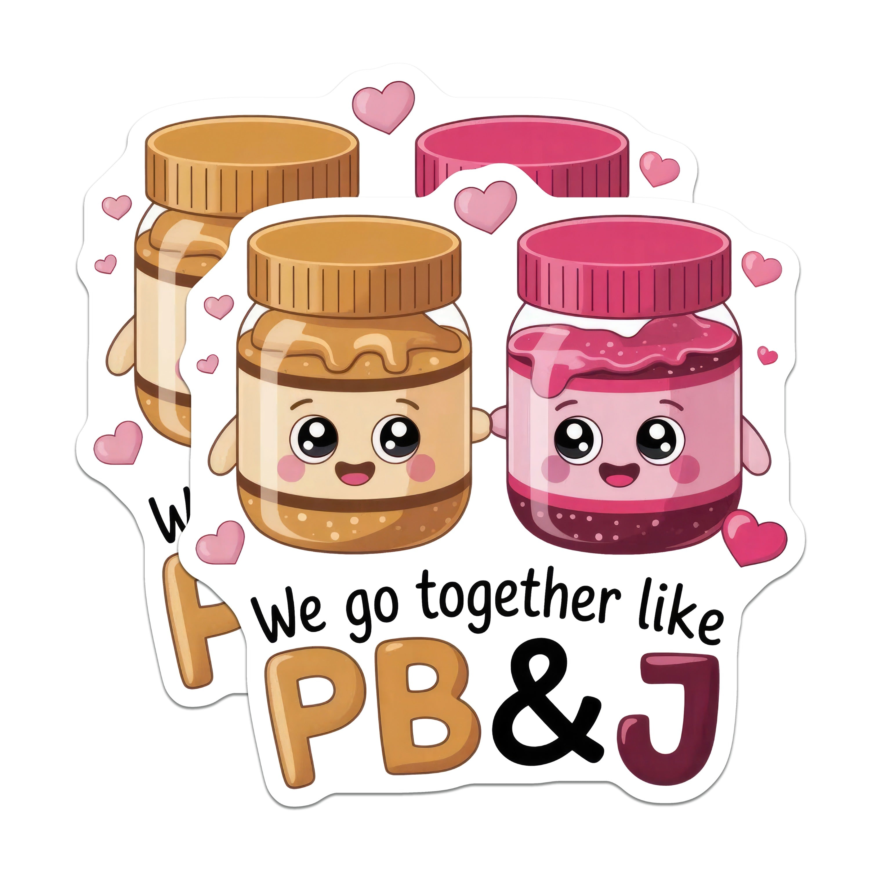 (2 Pack) PB J Couple Magnets - Cute Friendship Refrigerator Decor - Soulmate Partner Appreciation Item - 5 Inches On Longest Side - Thick Durable Magnet - Made in USA - MAG36703