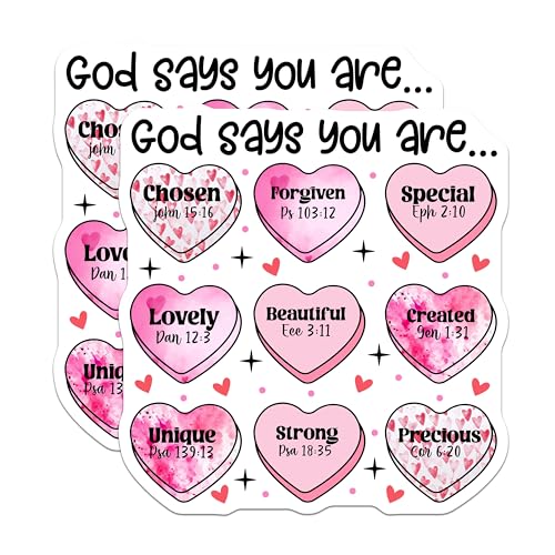(2 Pack) God Says You are Magnets - Religious Inspirational - Heart Shape Christian - 5" On Longest Side - for Cars, Refrigerators, Toolboxes, Lockers - Made in USA BMCS3398