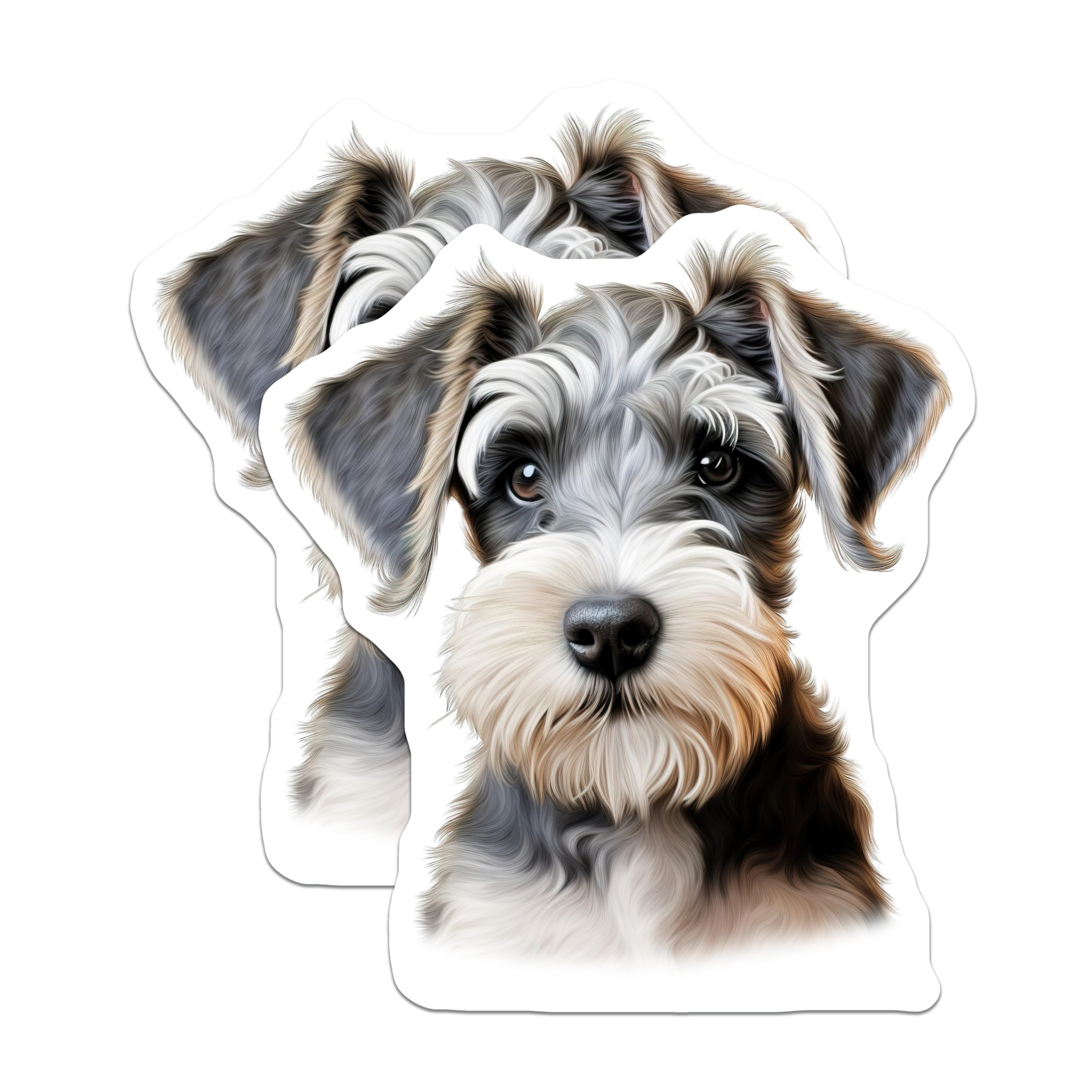 (2 Pack) Schnauzer Puppy Magnets - Mini Dog Lover Decor - Pet Mom Fridge Display - 5 Inches On Longest Side - Thick Durable Magnet - Made in USA - MAG27108