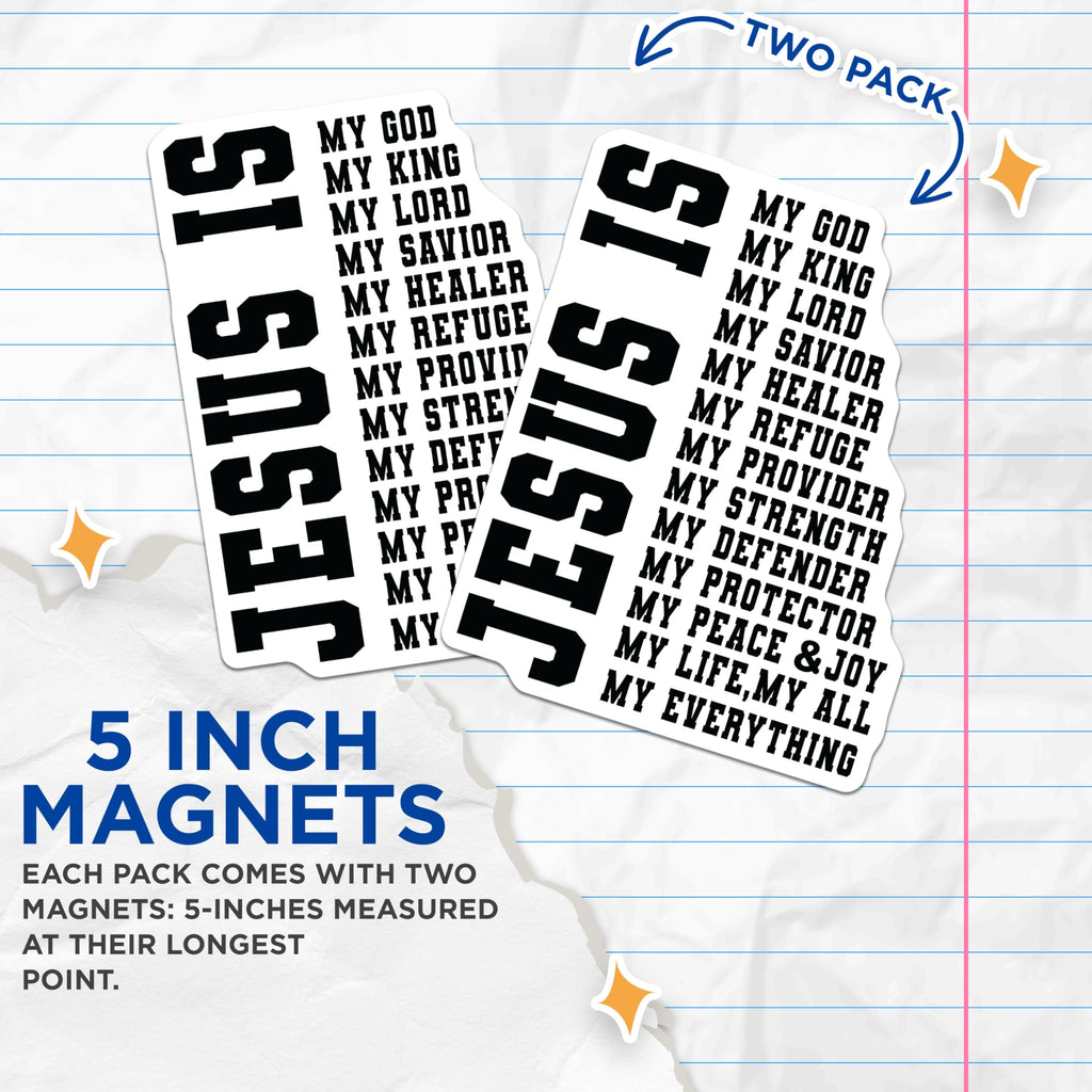 (2 Pack) Jesus is My Everything Magnets - Christian Faith Affirmation - Spiritual Religious Decor - 5 Inches On Longest Side - Thick Durable Magnet - Made in USA - MAG24987