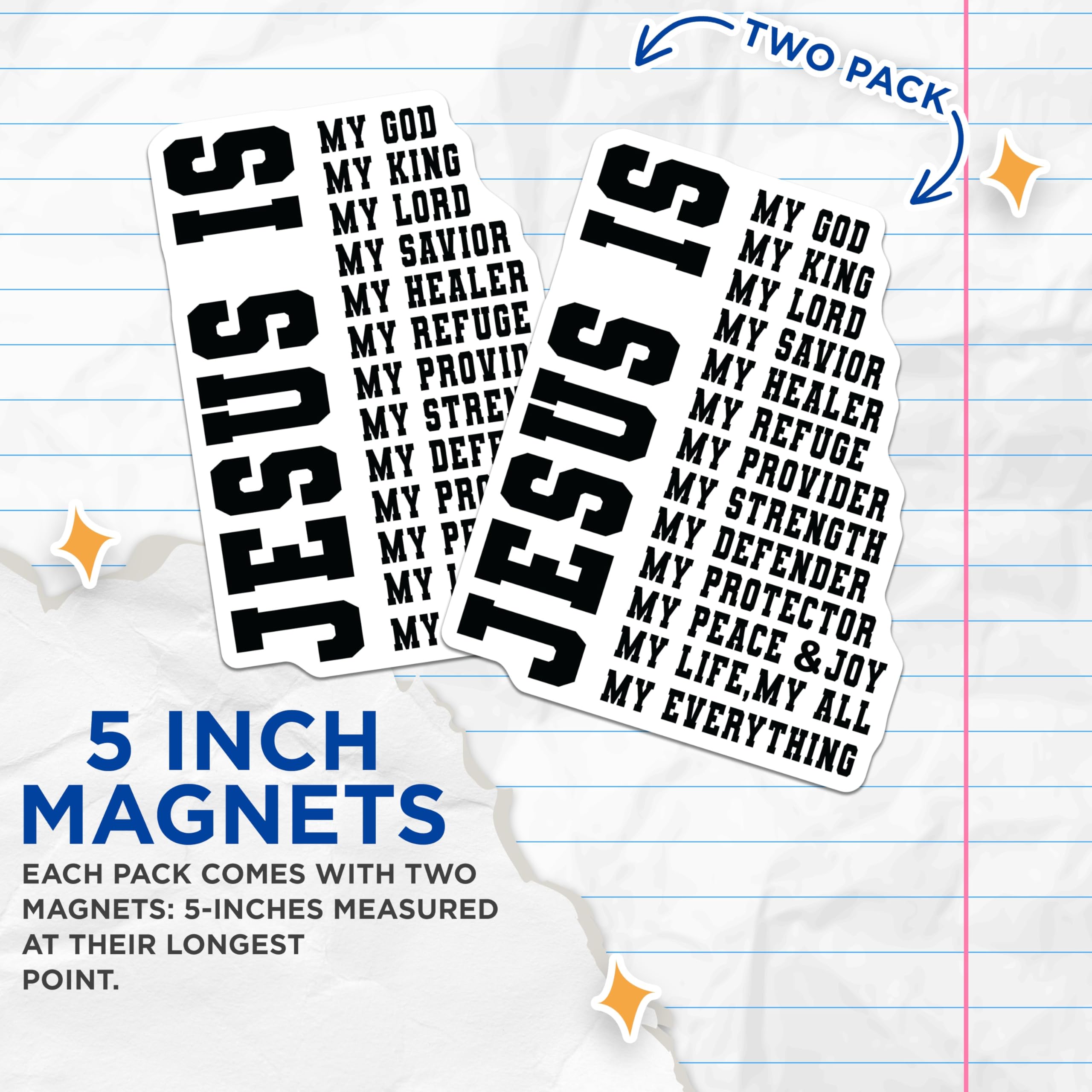 (2 Pack) Jesus is My Everything Magnets - Christian Faith Affirmation - Spiritual Religious Decor - 5 Inches On Longest Side - Thick Durable Magnet - Made in USA - MAG24987