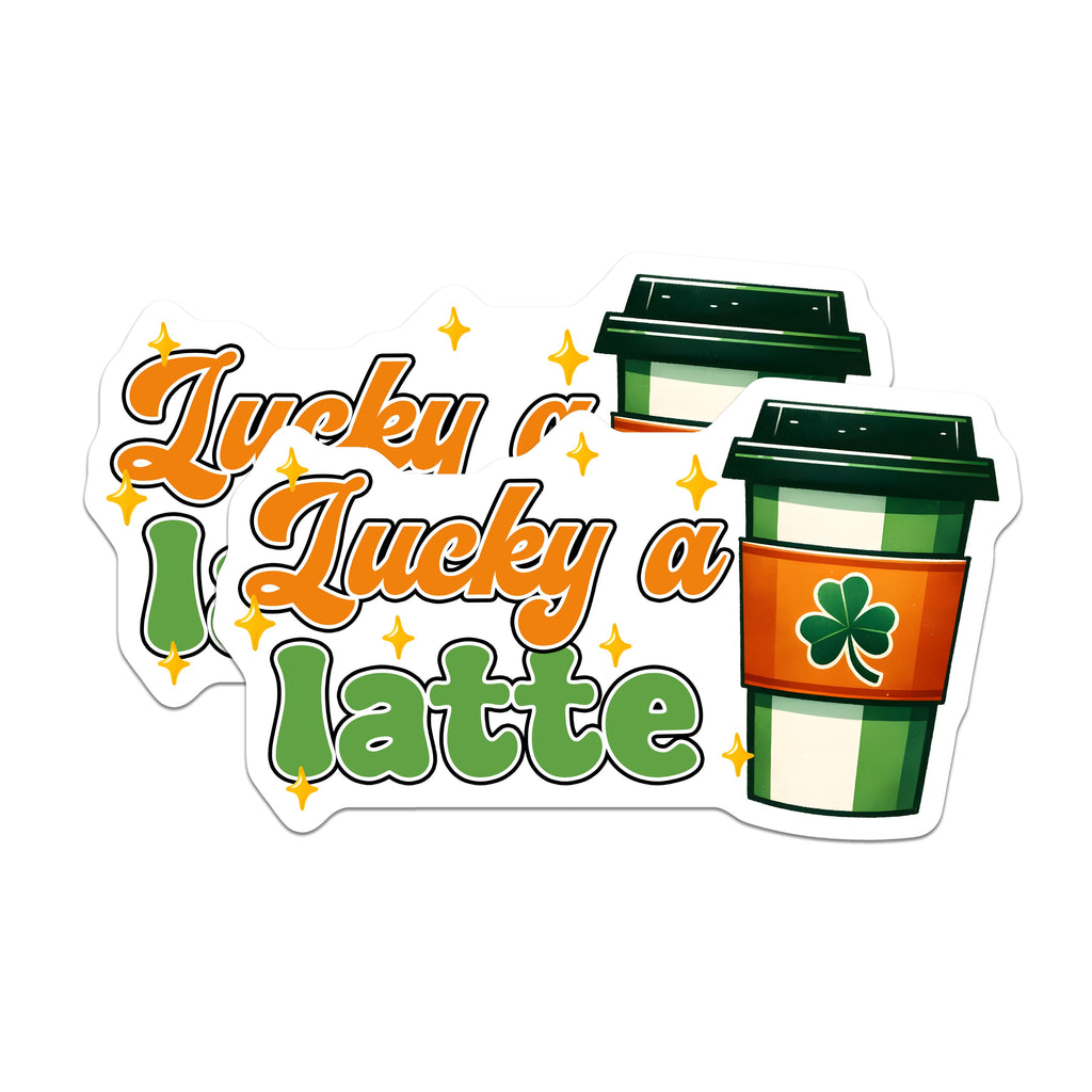 (2 Pack) Lucky A Latte Magnets - St Patricks Coffee Pun - Irish Kitchen Refrigerator Decor - 5 Inches On Longest Side - Thick Durable Magnet - Made in USA - MAG38177