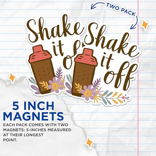 (2 Pack) Shake It Off Magnets - Inspirational Quote Magnets - Motivational Home Decor Magnets- 5" On Longest Side - for Fridges, Toolboxes, Cars - Made in USA - MAG3035