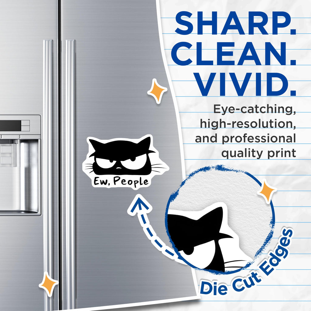 (2 Pack) Grumpy Cat Magnets - Ew People Meme - Sarcastic Cat Refrigerator Magnets - 5" On Longest Side - Premium Magnet - for Cars, Refrigerators, Toolboxes, Lockers - Made in USA - MAG16106