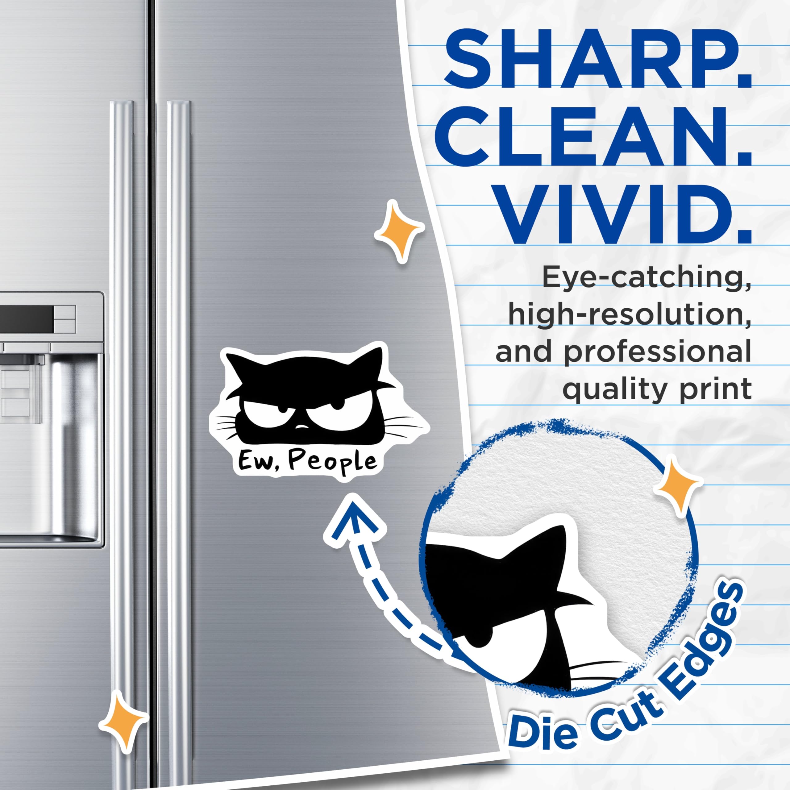 (2 Pack) Grumpy Cat Magnets - Ew People Meme - Sarcastic Cat Refrigerator Magnets - 5" On Longest Side - Premium Magnet - for Cars, Refrigerators, Toolboxes, Lockers - Made in USA - MAG16106