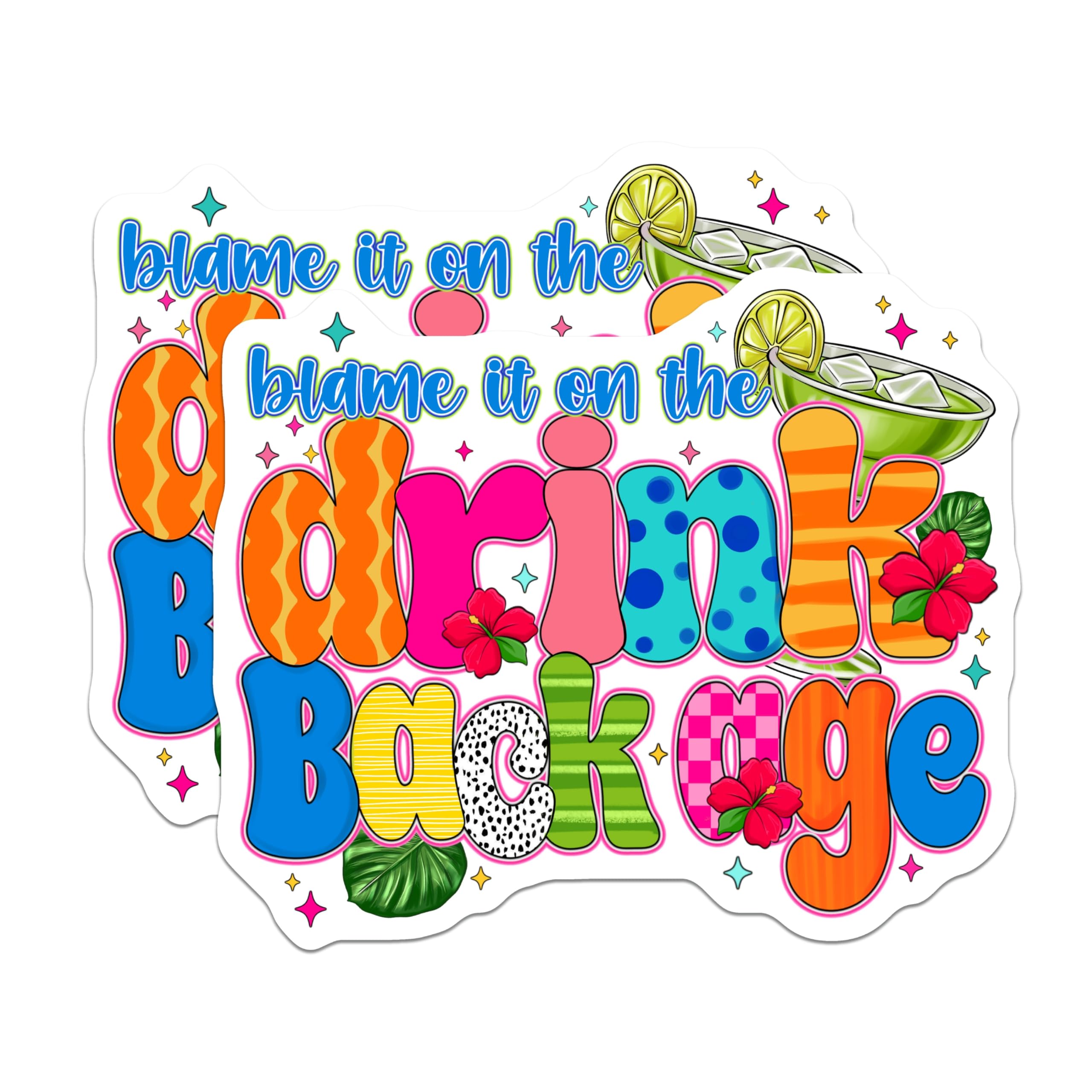 (2 Pack) Blame It On The Drink Package Magnets - Cruise Vacation - Tropical Retro Decor Fridge - 5 Inches On Longest Side - Thick Durable Magnet - Made in USA - MAG23785
