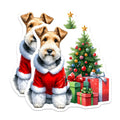 (2 Pack) Santa Wire Fox Terrier Magnets - Christmas Dog Decor - Holiday Refrigerator Art for Dog Moms - 5 Inches On Longest Side - Thick Durable Magnet - Made in USA - MAG27266