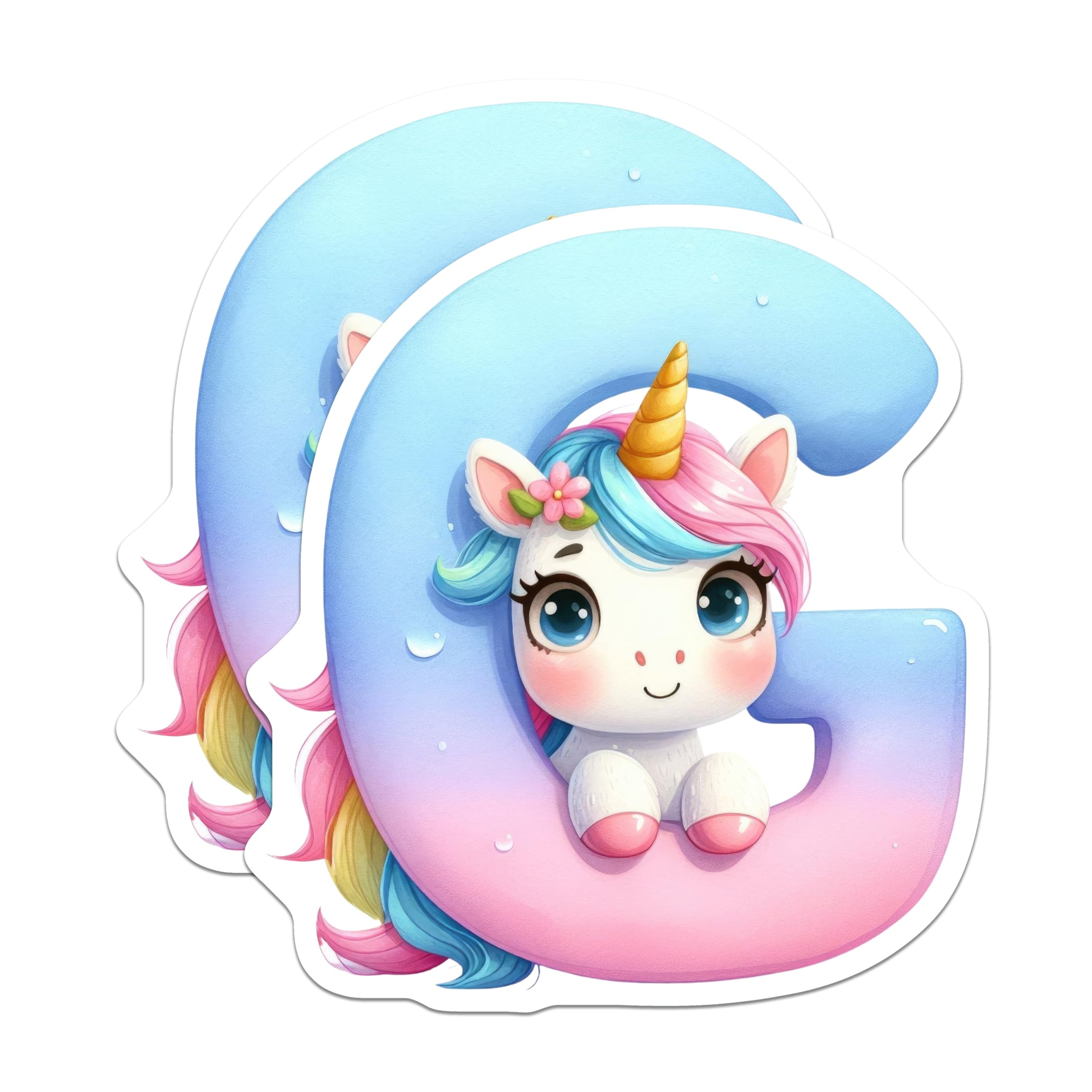 (2 Pack) Unicorn Letter G Magnets - Cute Initial Magnets - Refrigerator Magnets - 5" On Longest Side - Premium Magnet - for Cars, Refrigerators, Toolboxes, Lockers - Made in USA - MAG15689