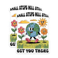 (2 Pack) Small Steps Will Still Get You There Magnets - Motivational World - Inspirational Floral - Cute Sun and Flower - 5" On Longest Side - for Cars, Fridges, Toolboxes - Made in USA - MAG7697