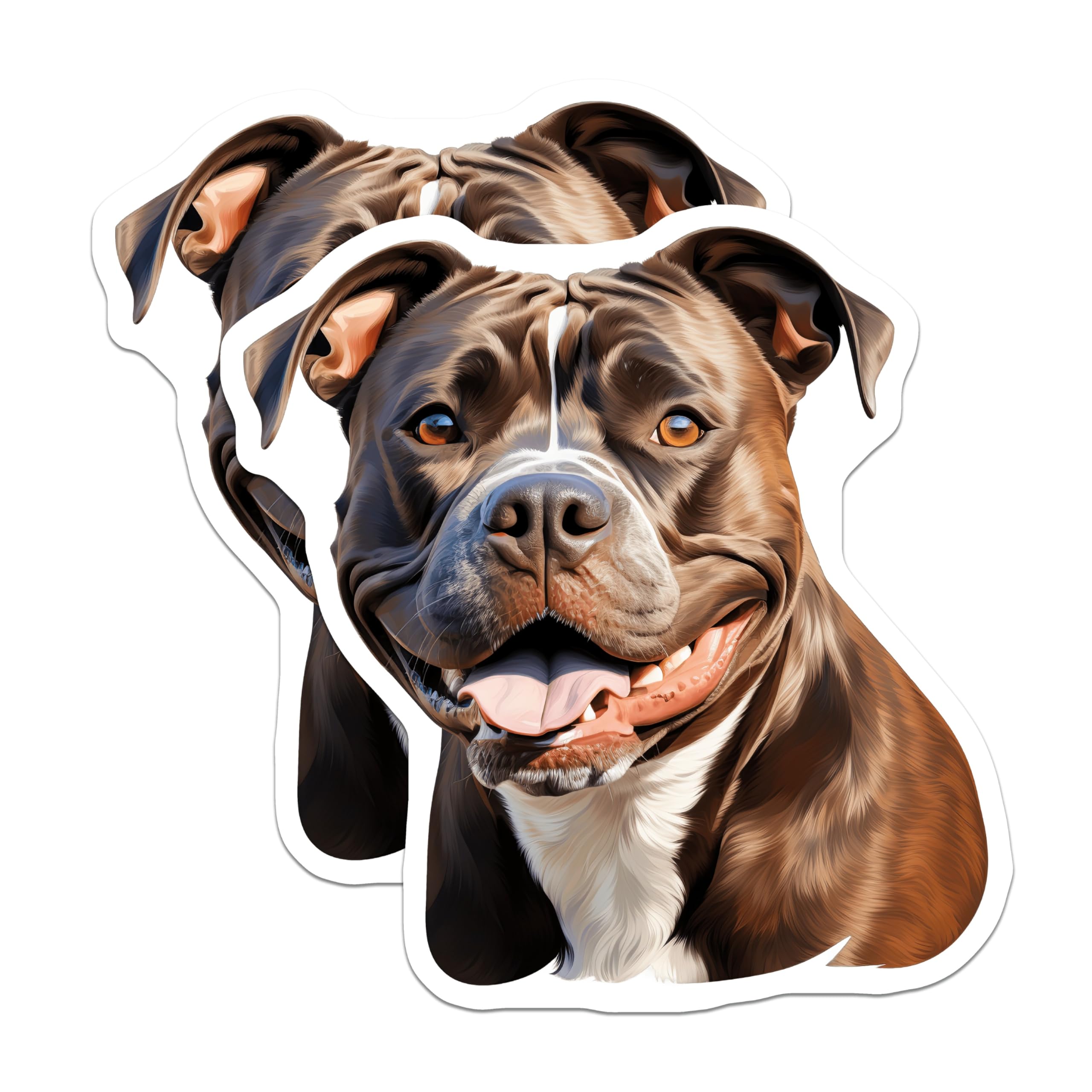 (2 Pack) Happy Pitbull Magnets - Brown White Pit Bull Smile - Dog Owner Fridge Decor - 5 Inches On Longest Side - Thick Durable Magnet - Made in USA - MAG24404