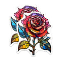 (2 Pack) Stained Glass Rose Magnets - Mosaic Flower Refrigerator Decor - Botanical Art Kitchen Accents - 5 Inches On Longest Side - Thick Durable Magnet - Made in USA - MAG39473