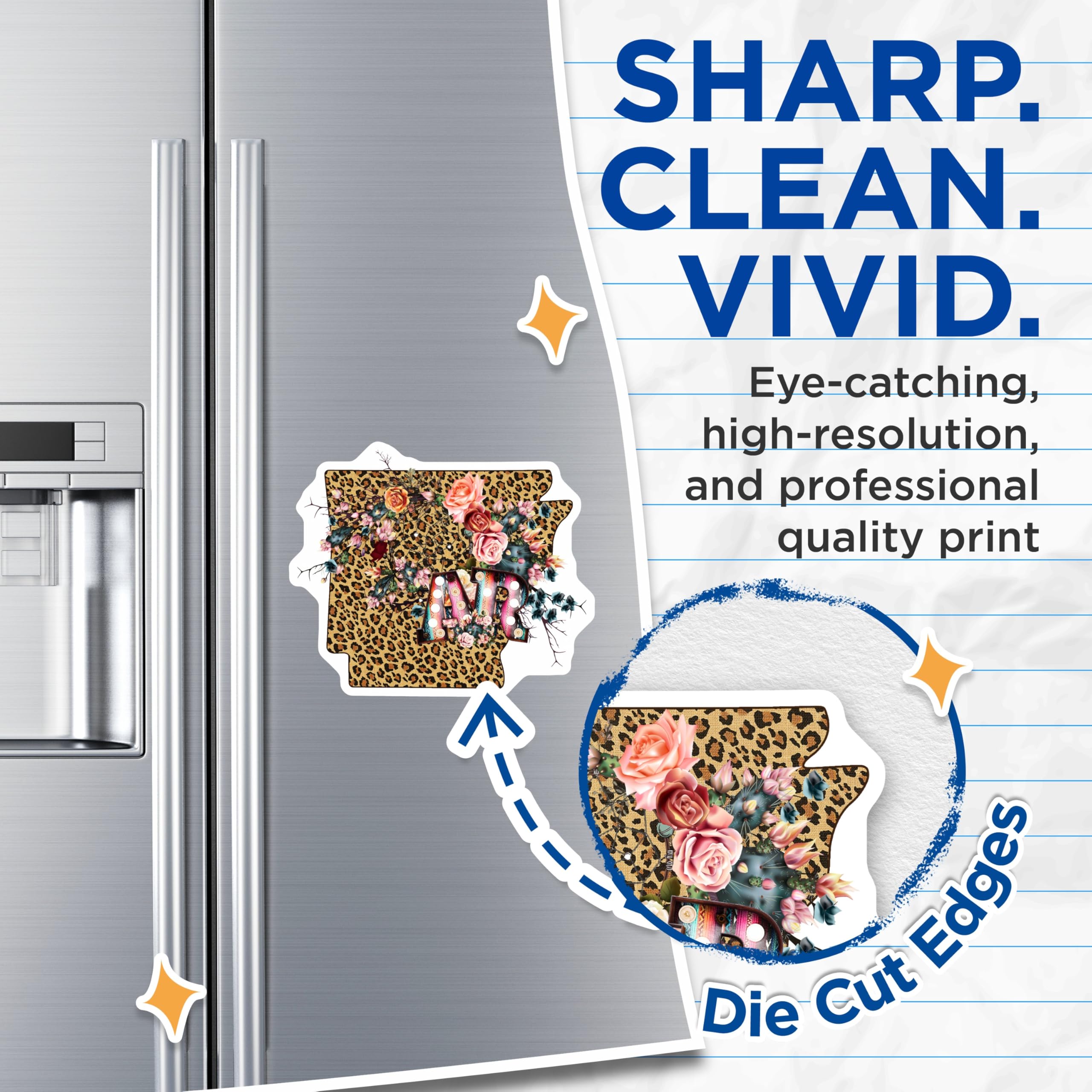 (2 Pack) Arkansas Leopard Magnets - Floral State Pride - Southwestern Decor - 5" On Longest Side - Premium Magnet - for Cars, Refrigerators, Toolboxes, Lockers - Made in USA - MAG17409