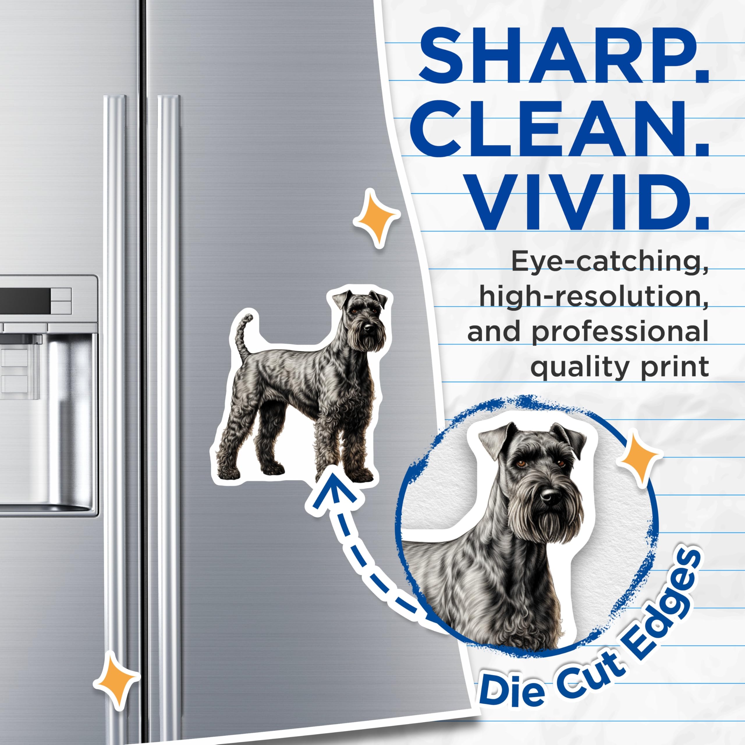 (2 Pack) Schnauzer Magnets - Dog Breed Lover Decor - Pet Owner Kitchen Accessory - 5 Inches On Longest Side - Thick Durable Magnet - Made in USA - MAG25598