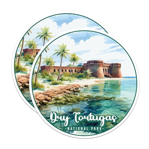 (2 Pack) Dry Tortugas National Park Bumper Magnet - US National Park - Choose from 63 Parks - 5" On Longest Side - Decal for Car Bumper, Laptop, Water Bottle, Wall, and Window - MAG1575