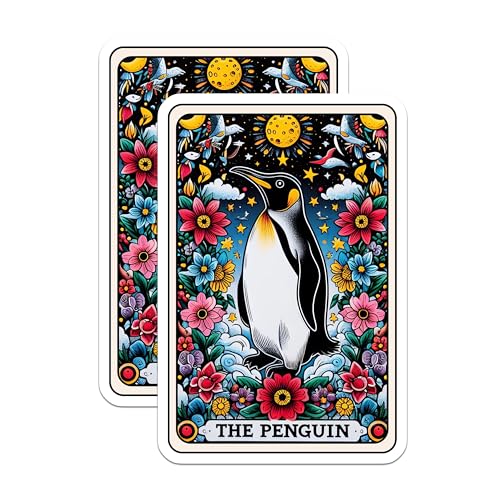 (2 Pack) Penguin Stickers - Colorful Animal Stickers - Nature Art Stickers for Journal Laptops - 5" On Longest Side - Sticks to Smooth Flat Surfaces - Made in USA - BMCS4481
