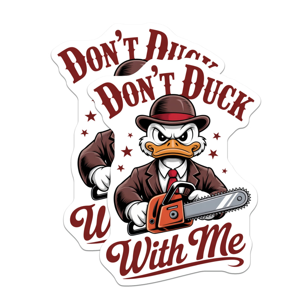 (2 Pack) Angry Duck Magnets - Don't Duck with Me Chainsaw Magnet - Funny Sarcastic Refrigerator Decor for Men - 5 Inches On Longest Side - Thick Durable Magnet - Made in USA - MAG36531
