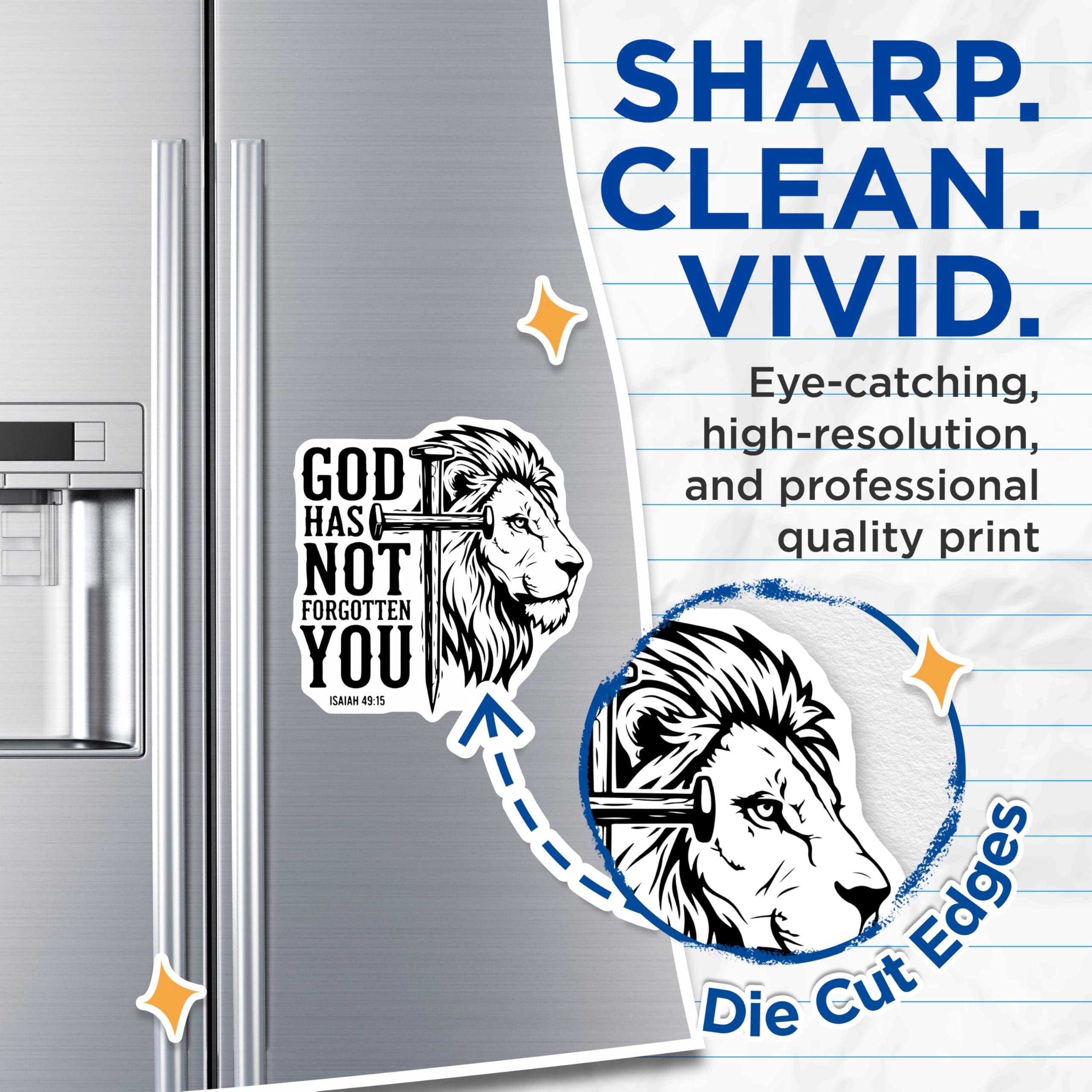 (2 Pack) Christian Lion Magnets - Religious Scripture - Isaiah 49 15 Quote - 5" On Longest Side - Premium Magnet - for Cars, Refrigerators, Toolboxes, Lockers - Made in USA - MAG15219