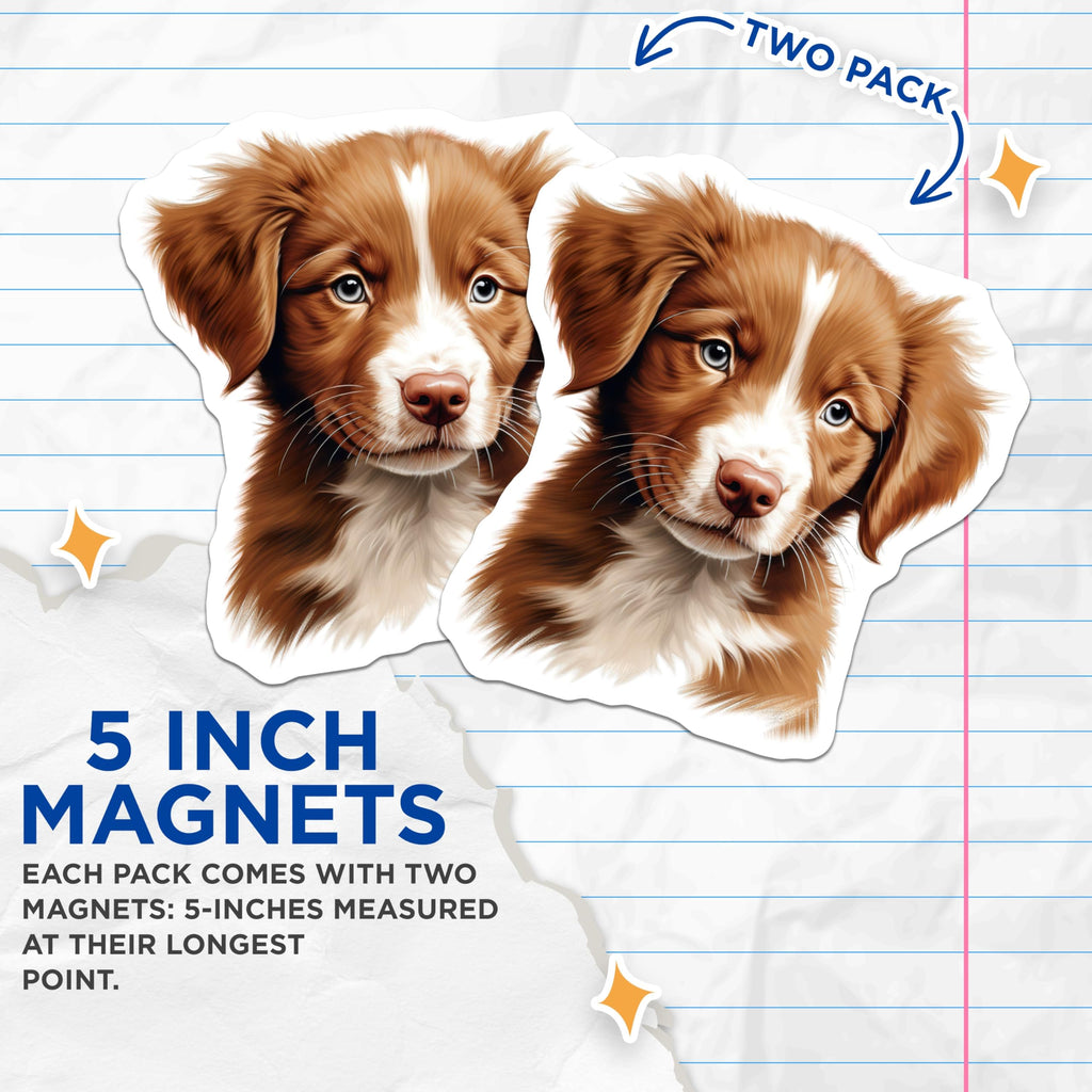 (2 Pack) Nova Scotia Duck Tolling Retriever Magnets - Cute Puppy Dog Art - Pet Lover Decor for Dog Moms - 5 Inches On Longest Side - Thick Durable Magnet - Made in USA - MAG28377