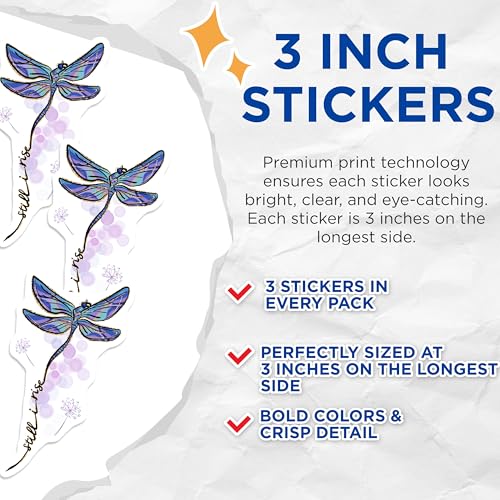 (3 Pack) Dragonfly Decals - Still I Rise - Laptop Decals - 3 Inches On Longest Side - Easy Peel & Apply - Made in USA - 3MCS2965