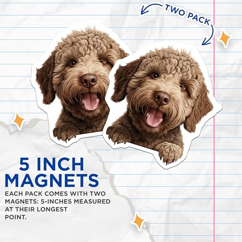 (2 Pack) Dog Lover Gifts Magnet - Refrigerator Decoration - 5" On Longest Side - Sticks to Smooth Flat Surfaces - Made in USA - MAG10212