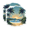(2 Pack) Tropical Beach Magnets - Sunset Coastal Decor - Palm Tree Landscape - 5 Inches On Longest Side - Thick Durable Magnet - Made in USA - MAG26024