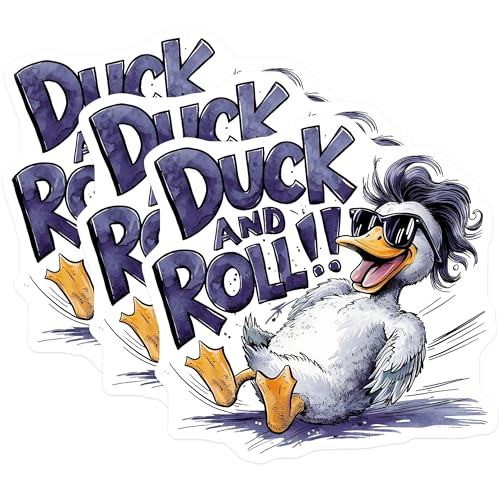 (3 Pack) Duck and Roll Decals - Cool Duck - Laptop Decal - Animal Decals - 3 Inches On Longest Side - Easy Peel & Apply - Made in USA - 3MCS7298