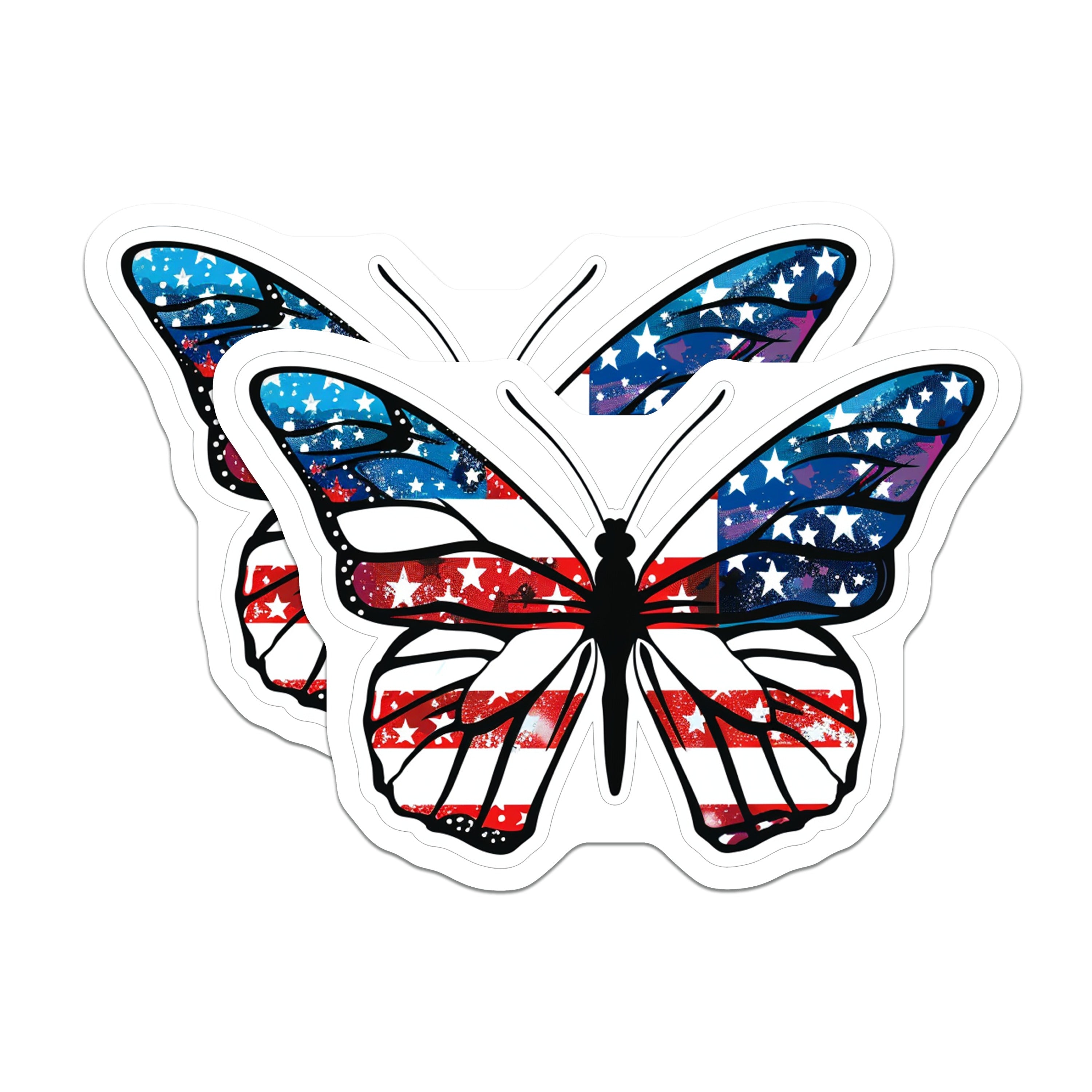 (2 Pack) American Flag Butterfly Magnets - Patriotic Fridge Decor - Americana Style Item - July 4th Display - Memorial Day Accent - 5" - Durable Magnet - Made in USA - MAG38838