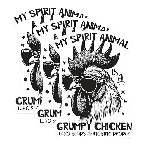 (3 Pack) Grumpy Chicken Decals - Funny Chicken - Spirit Animal Decals - 3 Inches On Longest Side - Easy Peel & Apply - Made in USA - 3MCS4987