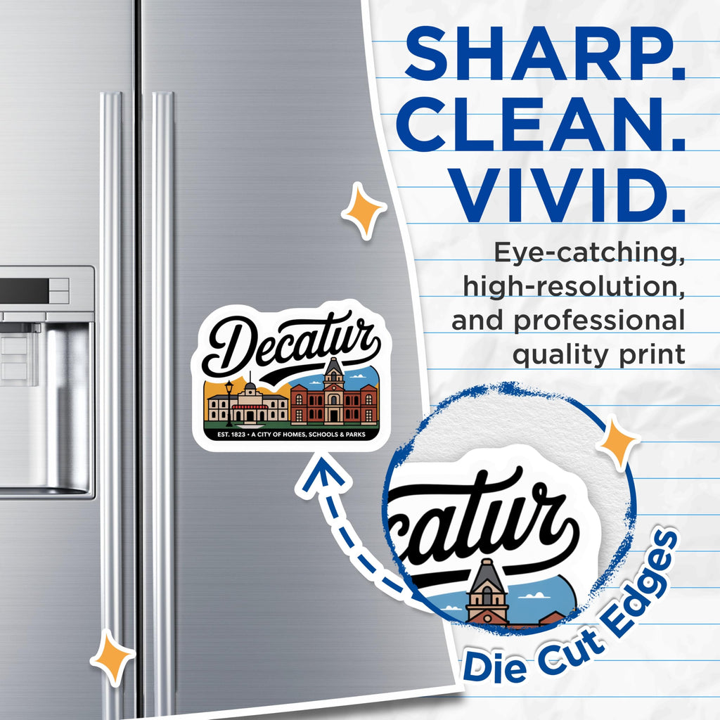 (2 Pack) Decatur Georgia Magnets - City Landmark Souvenir - Fridge Collection - 5" On Longest Side - Premium Magnet - for Cars, Refrigerators, Toolboxes, Lockers - Made in USA - MAG17715