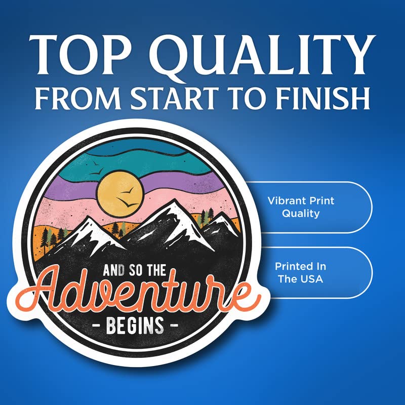 (3 Pack) and So The Adventure Begins Sticker - Outdoorsman Outdoor Hiking Hiker - Love Adventure - 4" - Made in USA - FBABMCS028