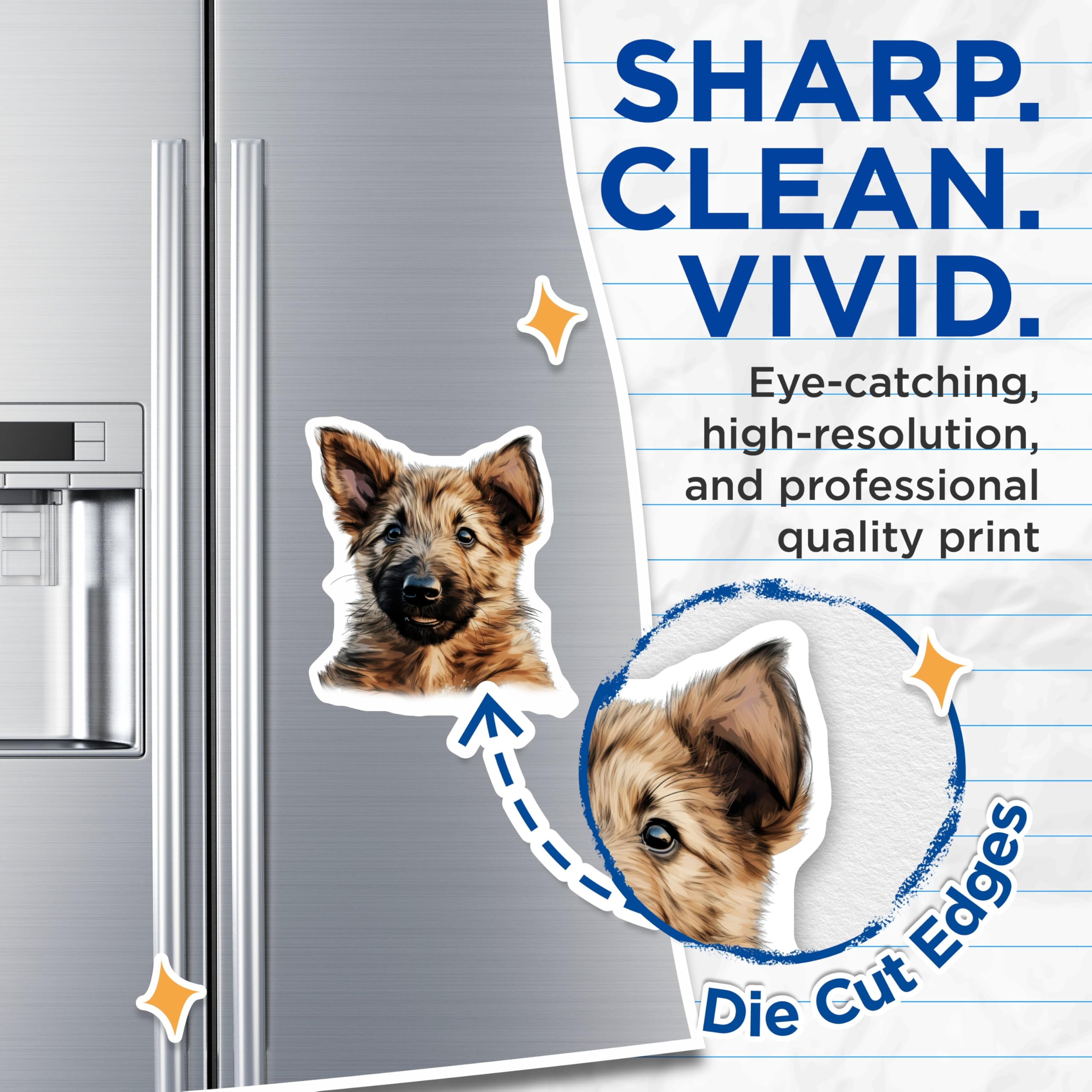 (2 Pack) German Shepherd Puppy Magnets - Cute Dog Lover Refrigerator Accent - Adorable Pet Owner Automotive Decor - 5 Inches On Longest Side - Thick Durable Magnet - Made in USA - MAG28631