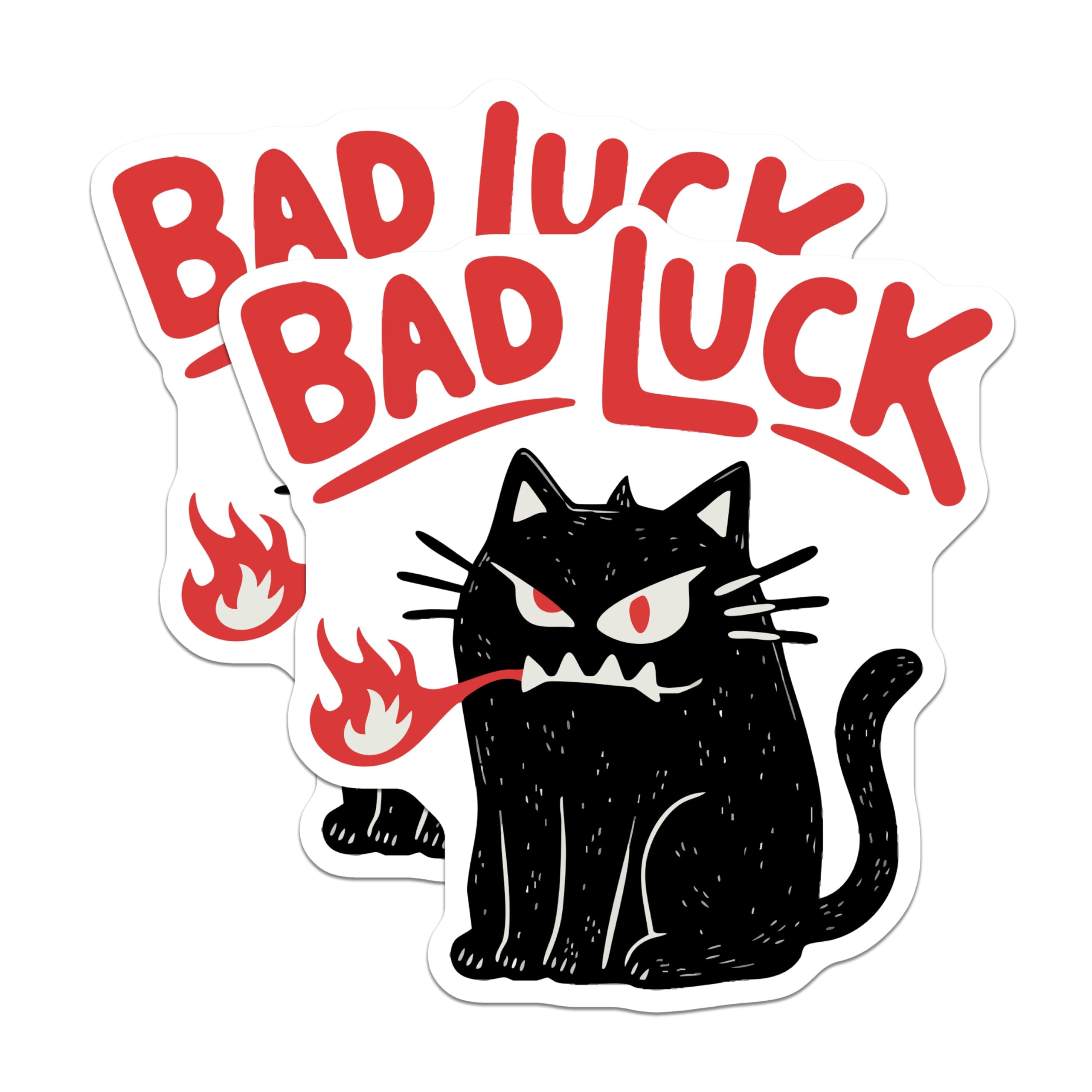 (2 Pack) Bad Luck Black Cat Magnets - Fire Breathing Feline Decor - Spooky Funny Magnet Set - 5 Inches On Longest Side - Thick Durable Magnet - Made in USA - MAG21728