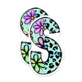 (2 Pack) Letter S Magnets - Leopard Print - Floral Initial Magnets - 5" On Longest Side - Premium Magnet - for Cars, Refrigerators, Toolboxes, Lockers - Made in USA - MAG14587