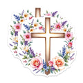 (2 Pack) Floral Cross Magnets - Christian Decor - Spiritual Refrigerator Magnets - 5 Inches On Longest Side - Thick Durable Magnet - Made in USA - MAG22558