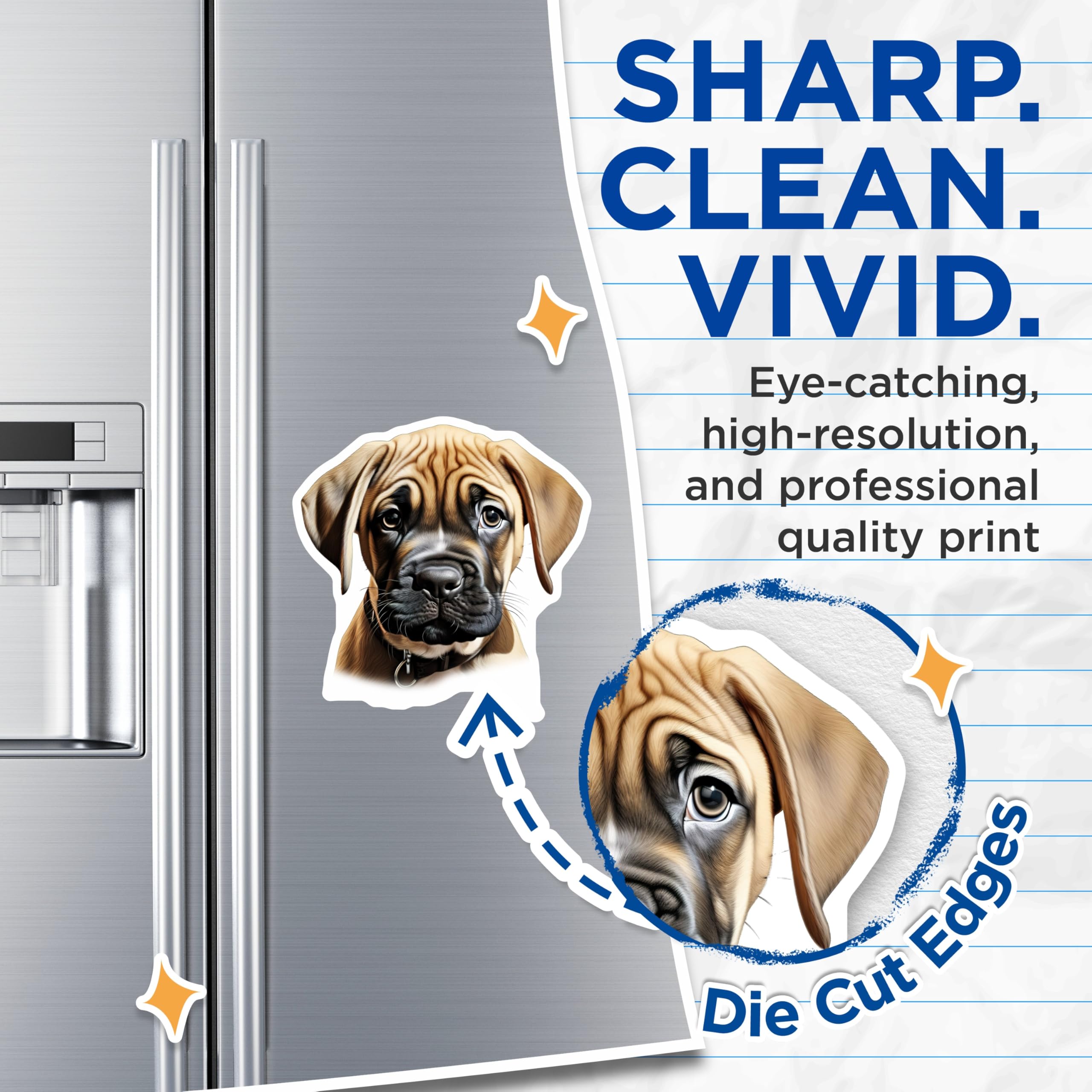 (2 Pack) Sad Puppy Eyes Magnets - Adorable Dog Lover Art - Pet Parent Refrigerator Decor - 5 Inches On Longest Side - Thick Durable Magnet - Made in USA - MAG25893