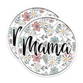 (2 Pack) Mama Stickers - Floral Mama Decal - Cute Parent Sticker - 5" On Longest Side - Sticks to Smooth Flat Surfaces - Made in USA - BMCS8964