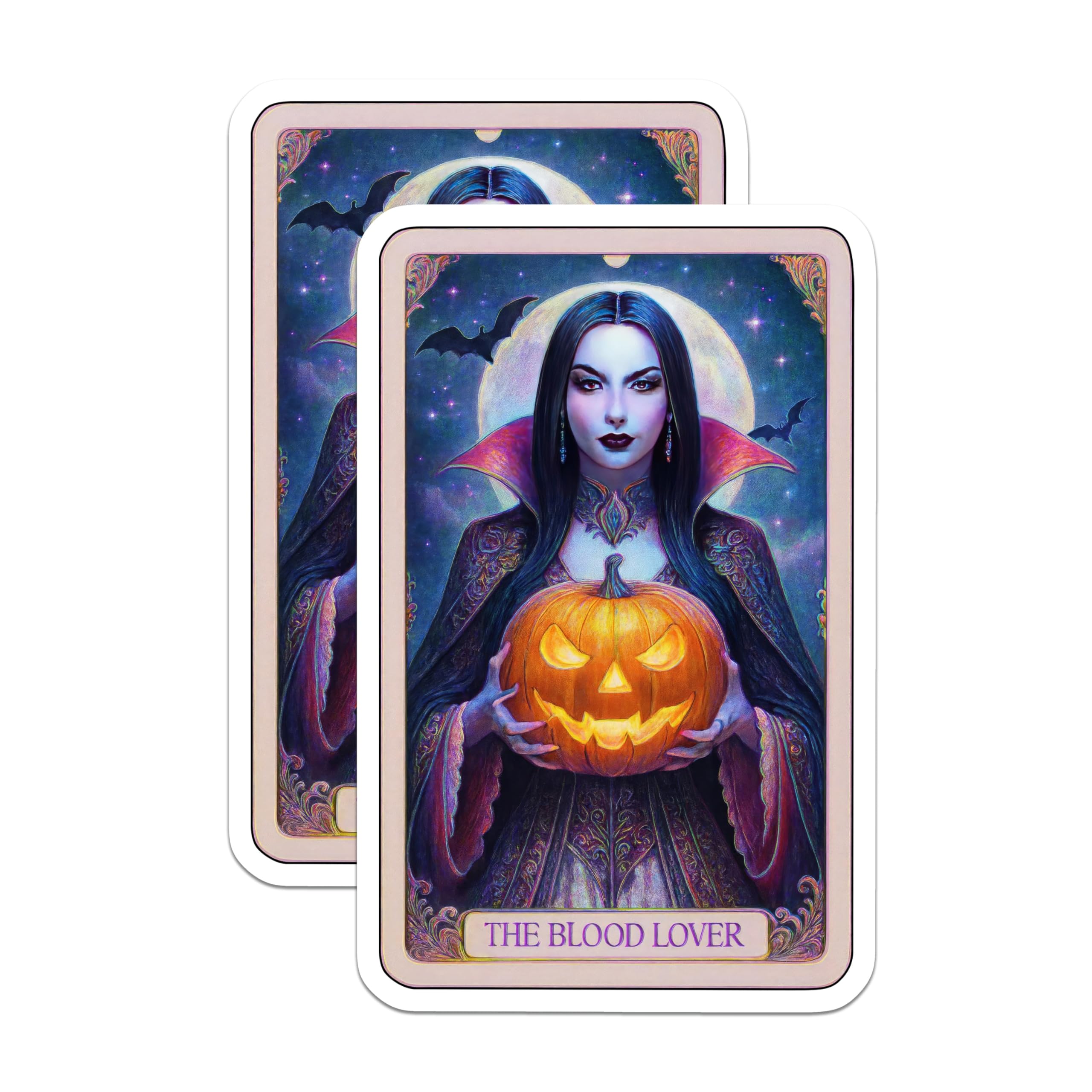(2 Pack) Blood Lover Vampire Magnets - Halloween Jack-o-Lantern - Gothic Moon Bat Decor - 5 Inches On Longest Side - Thick Durable Magnet - Made in USA - MAG21370
