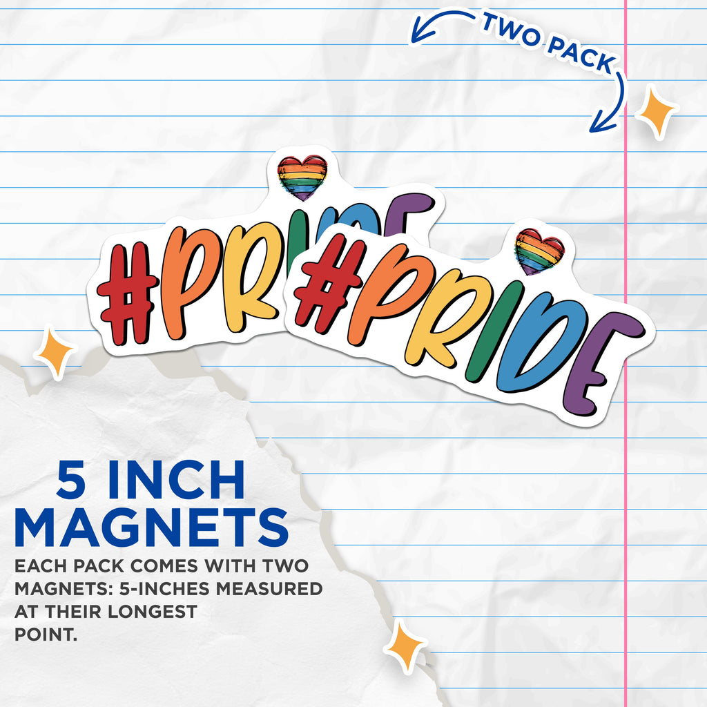(2 Pack) Rainbow Pride Magnets - LGBTQ+ Ally Support - Queer Affirmation Decor - 5 Inches On Longest Side - Thick Durable Magnet - Made in USA - MAG39902