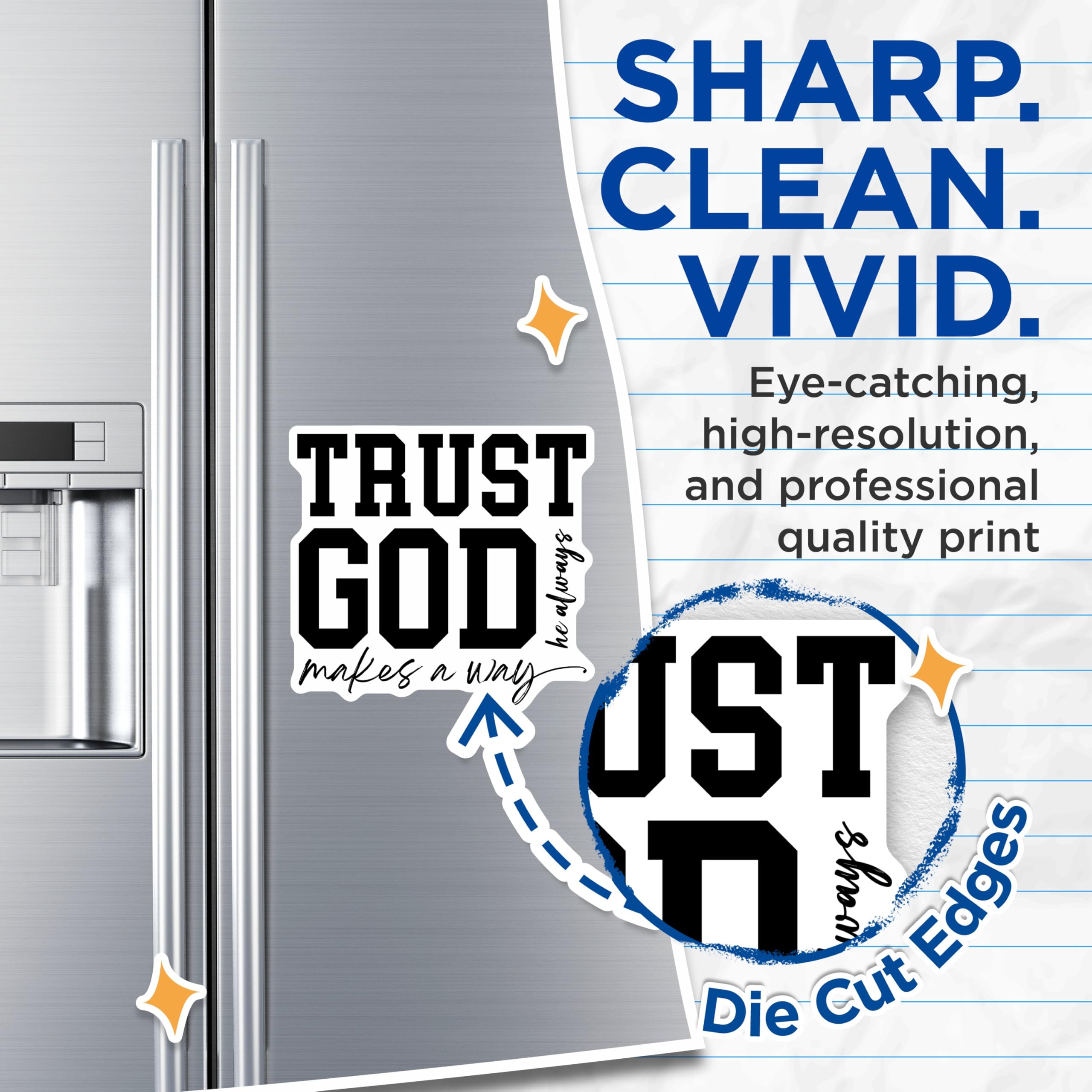 (2 Pack) Trust God Magnets - Christian Faith Decor - Inspirational Religious Saying - God Always Makes Way Car Decal - 5 Inches On Longest Side - Thick Durable Magnet - Made in USA - MAG27305