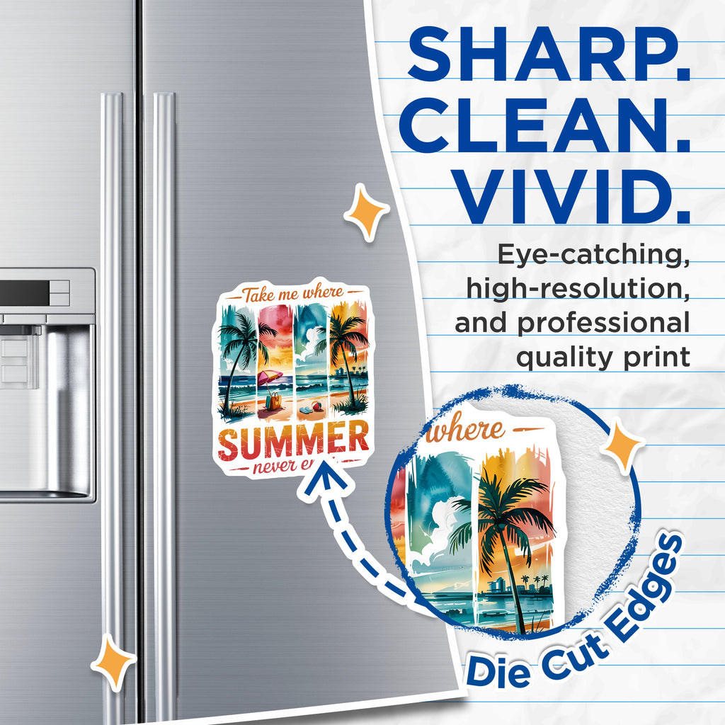 (2 Pack) Endless Summer Beach Magnets - Tropical Vacation Refrigerator Decor - Wanderlust Travel Vibes - 5 Inches On Longest Side - Thick Durable Magnet - Made in USA - MAG36205